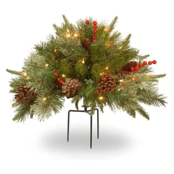Pre-Lit LED Evergreen Urn Filler – Festive Holiday Decoration