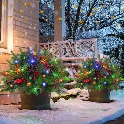 Pre-Lit LED Evergreen Urn Filler – Festive Holiday Decoration