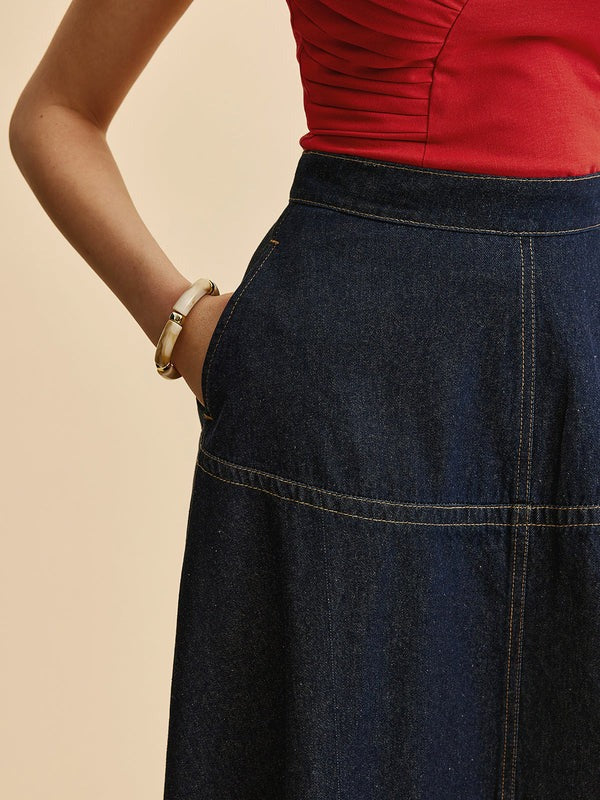 Casual A Line Skirt with Side Pockets for Everyday Wear