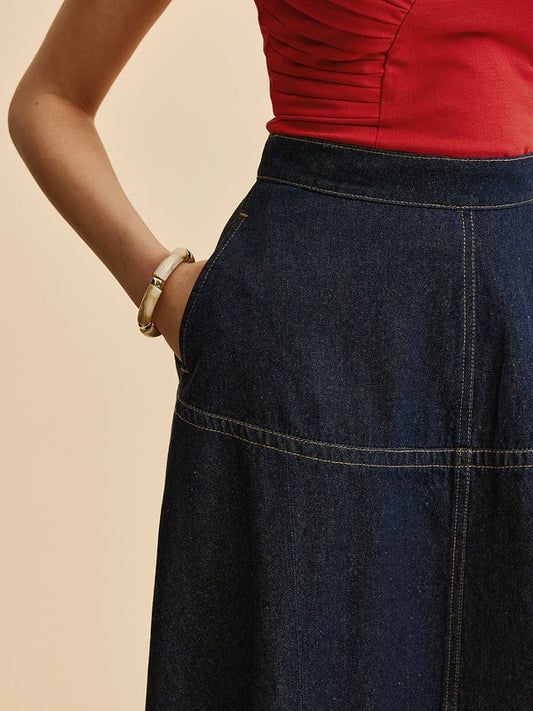 Casual A Line Skirt with Side Pockets for Everyday Wear