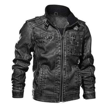 Black Distressed Pu Leather Motorcycle Jacket
