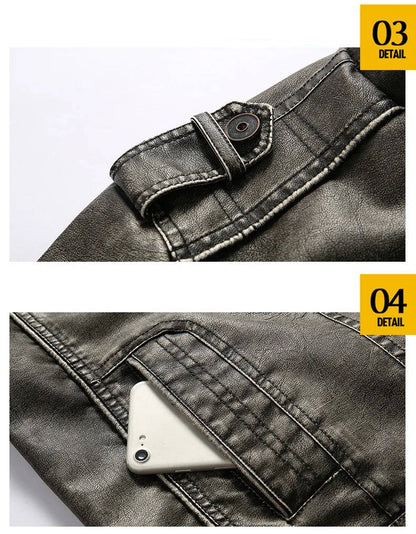 Black Distressed Pu Leather Motorcycle Jacket