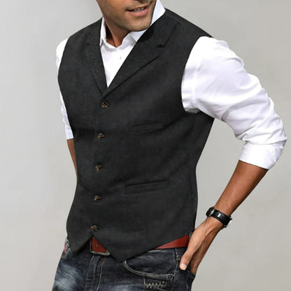 Men's Formal Herringbone Pattern Vest