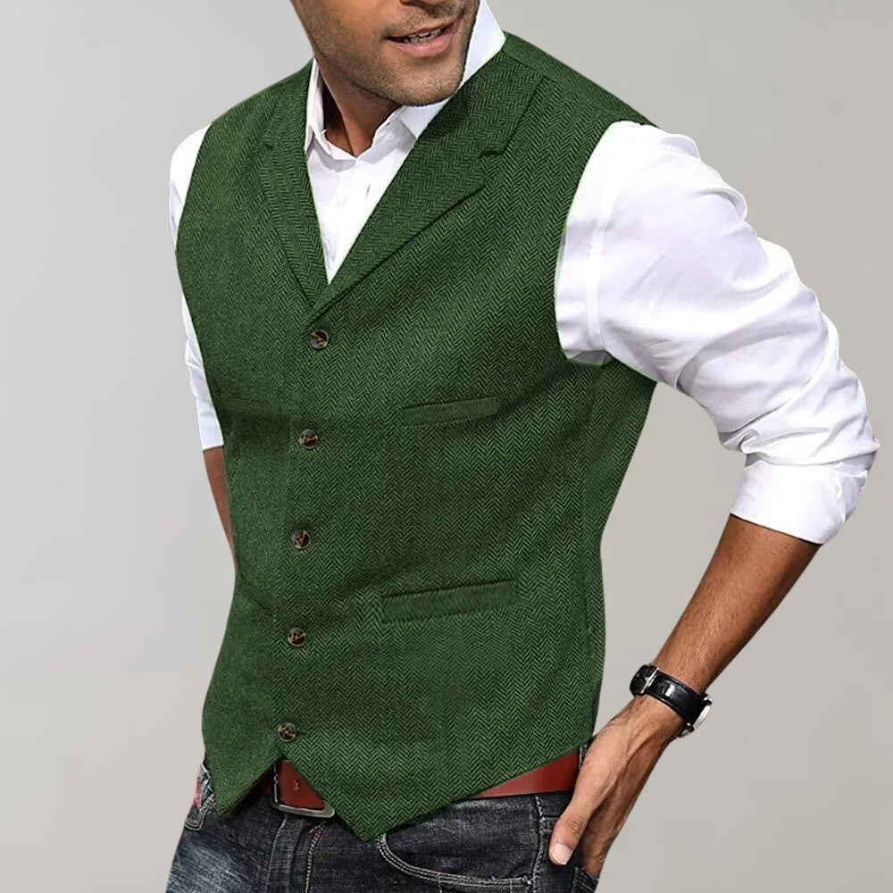 Men's Formal Herringbone Pattern Vest