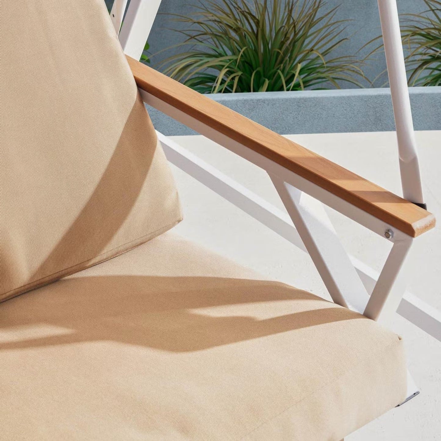 Averra 3-Seater Brown Outdoor Swing Chair, Steel Frame with Cushions and Canopy